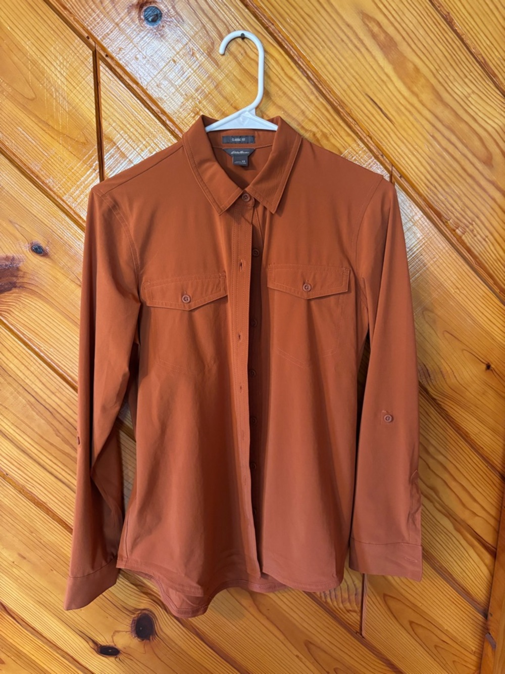 Eddie Bauer Women's Classic Fit Burnt Orange Button-Down